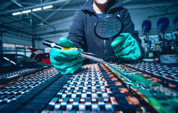 Laden der Batterien des Elektromotors. Batterie zerlegen