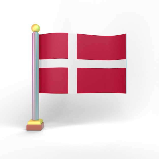 Lado delantero de la bandera de Dinamarca en fondo blanco