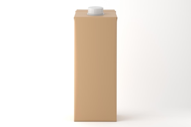 Lado delantero de la caja de cartón de jugo aislado en fondo blanco