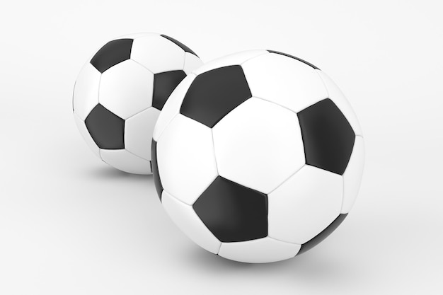 Lado direito de bolas de futebol isolado em fundo branco