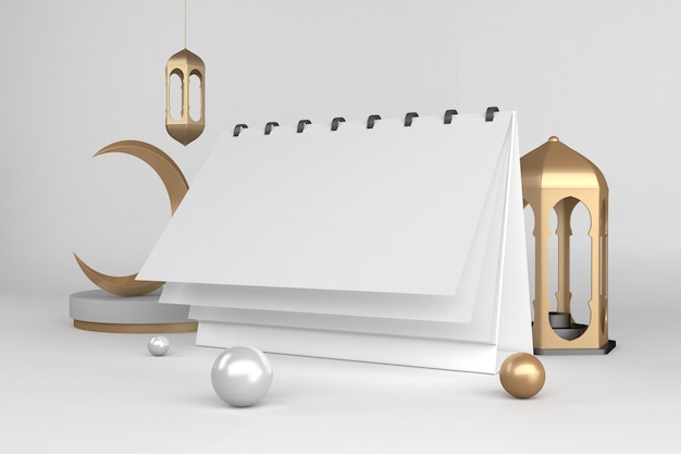 Lado direito do calendário do Ramadã em fundo branco