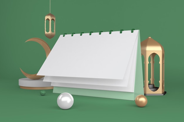 Lado direito do calendário do Ramadã em fundo verde