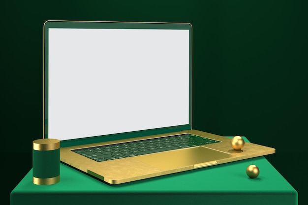 Lado esquerdo do laptop com barras de ouro