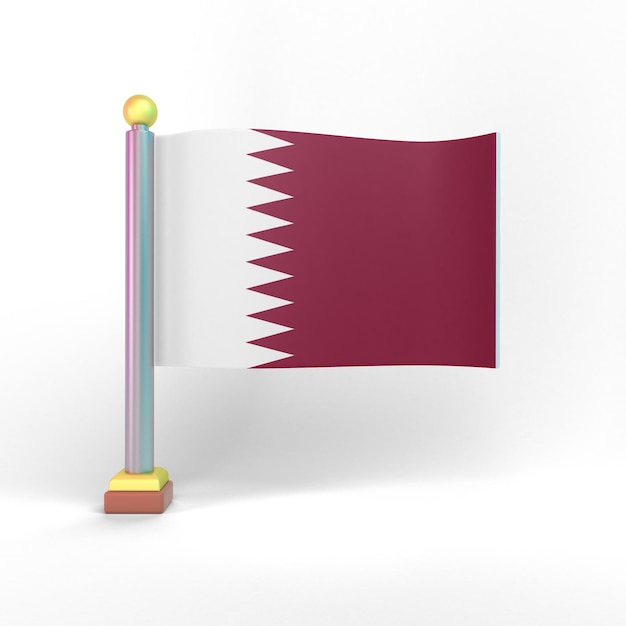 Lado frontal de la bandera de Qatar en fondo blanco