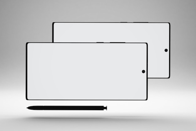 Lado frontal de móviles horizontales aislado en fondo blanco.