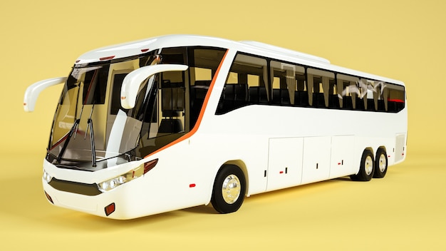 Lado oblíquo do ônibus para maquete de exibição. Renderização