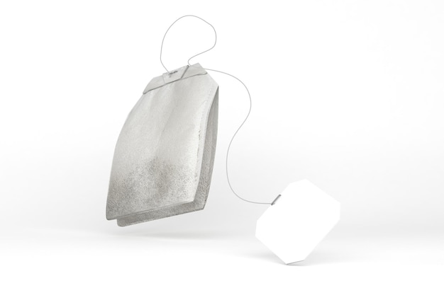 Lado de perspectiva de etiqueta de té con fondo blanco