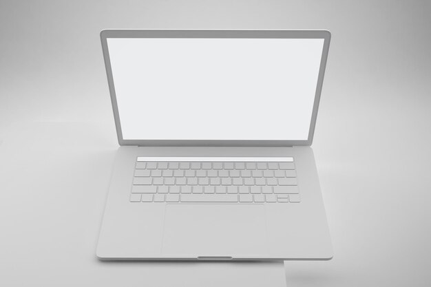 Lado superior do laptop de argila em fundo branco