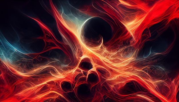 Ladrón abstracto de arte digital de terror de Halloween de fondo de fuego rojo