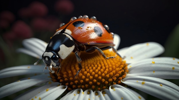 Lady Beetle asiático em uma margarida