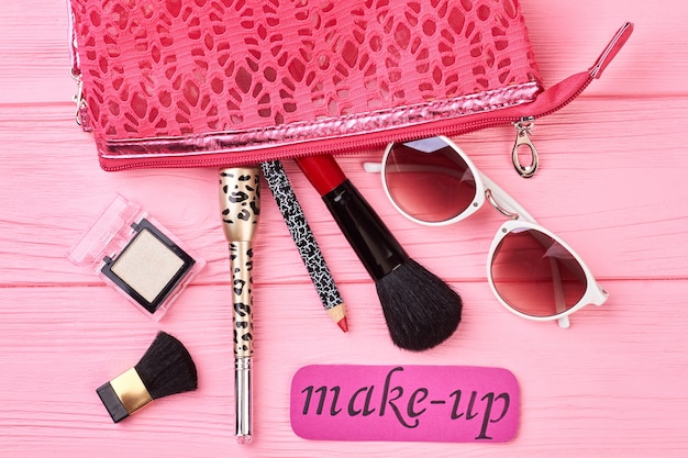 Lady makeup essentials and tools