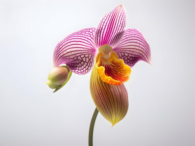 Lady Sliper Flor de orquídea em fundo de estúdio flor de mulher solteira Sliper Imagens de flores bonitas