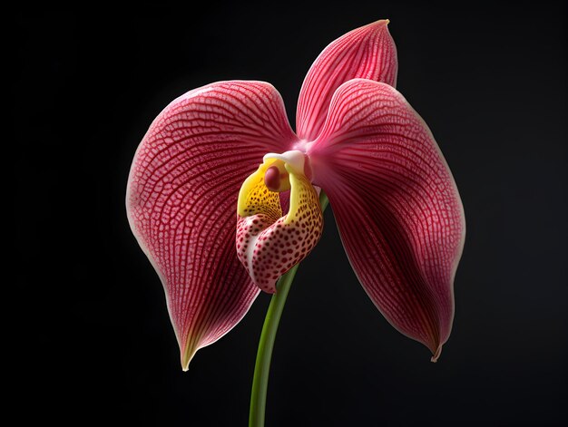 Lady Sliper Flor de orquídea em fundo de estúdio flor de mulher solteira Sliper Imagens de flores bonitas