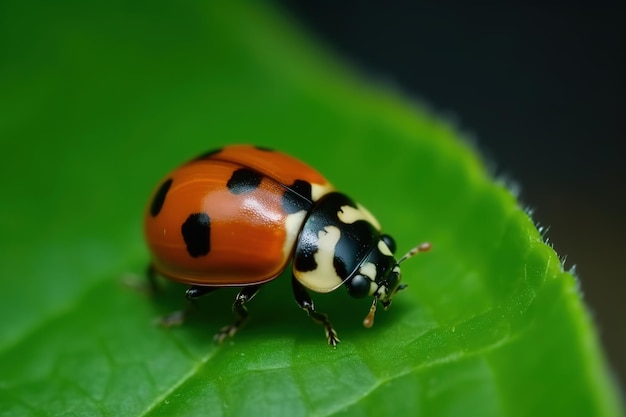 Ladybug con ojos negros en macro Ai generativo