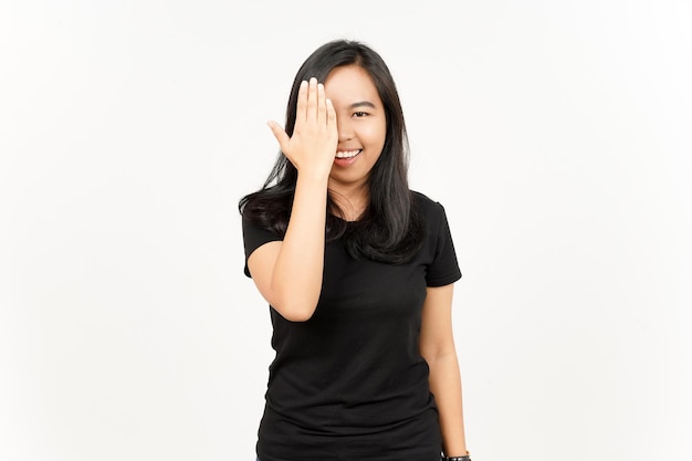 Lächeln und halbes Gesicht der schönen asiatischen Frau, Isolated On White Background