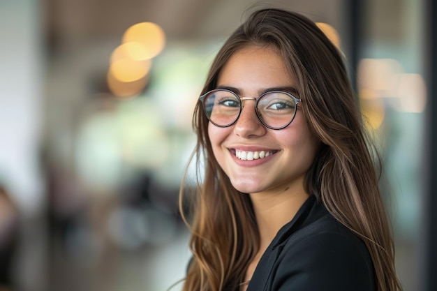 Lächelnde Frau mit Brille