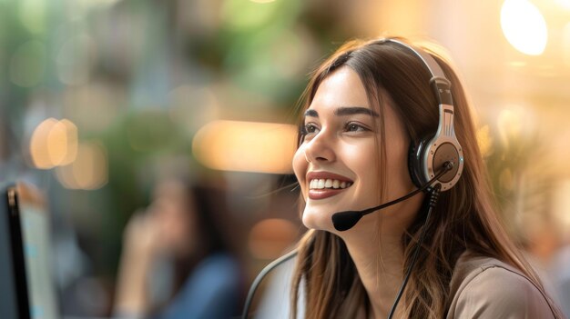 Lächelnde Frau mit Headset