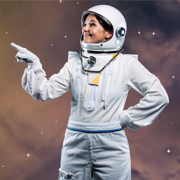 lächelnde junge Astronautin