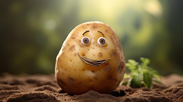 Lächelnde Kartoffel mit großen Augen