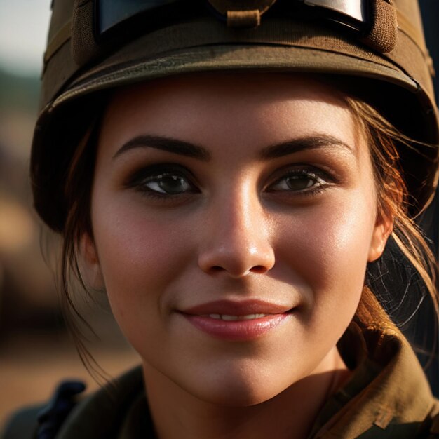 Foto lächelnde soldatin