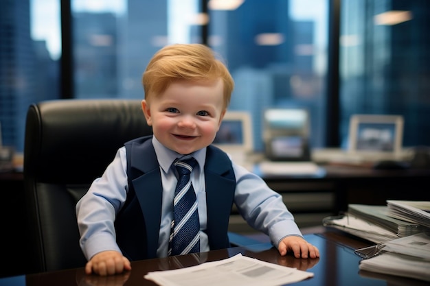 Lächelnder Baby-Boss im Büro