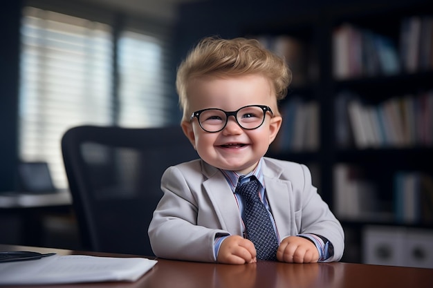 Lächelnder Baby-Boss im Büro