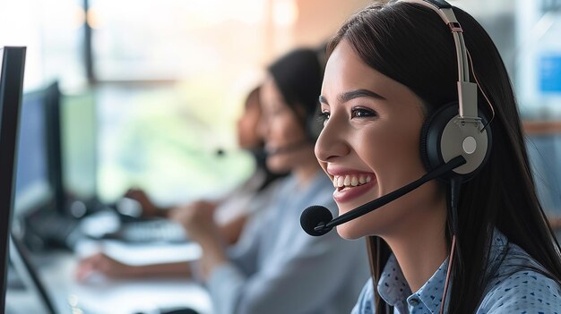 Lächelnder Kundendienstmitarbeiter mit Headset