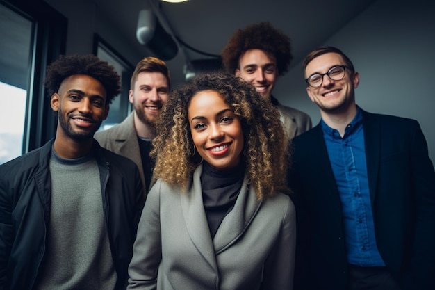 Foto lächelnder mitarbeiter im büro