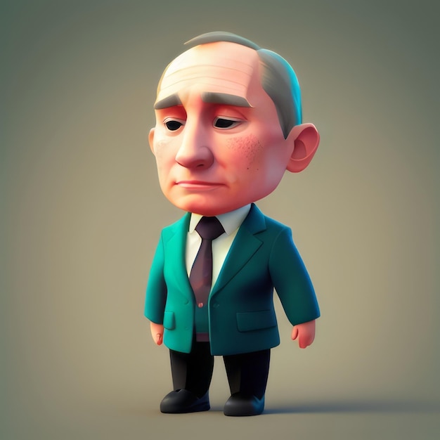 Lächelnder Putin-Charakter im Anzug mit Krawatte