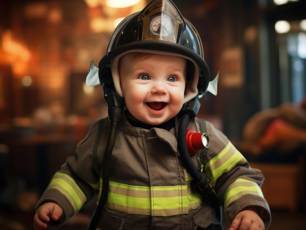 lächelndes Baby als Feuerwehrmann