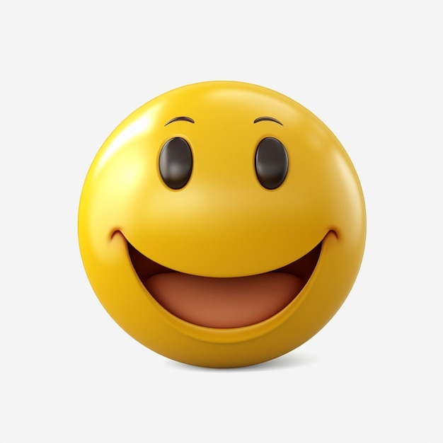Foto lächelndes gelbes emoticon 3d-rendering auf dunklem hintergrund mit reflexion