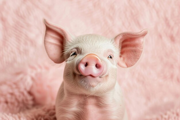 Lächelndes Schweinchen auf rosa Hintergrund