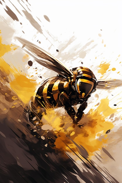 Ölähnliche Zeichnung einer Wespe, generiert durch KI