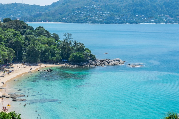 Laem Sing Beach am Morgen Genommen vom Standpunkt, Phuket, Thailand