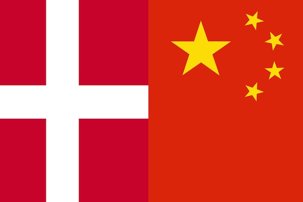 Länder mit dänischer und chinesischer Flagge