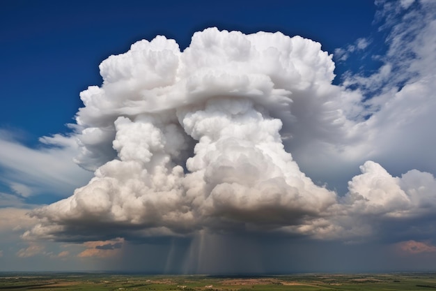 ländliche Landschaft mit Gewitter, Cumulonimbus-Wolken und blauem Himmel