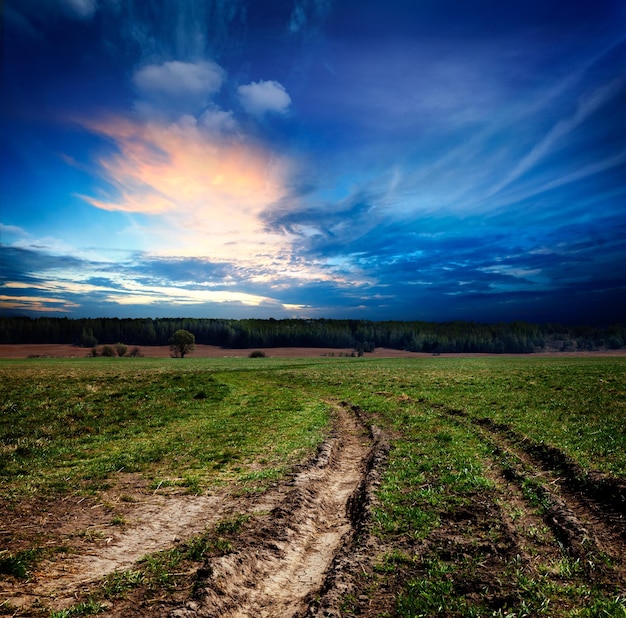 Ländliche Landschaft mit unbefestigter Straße