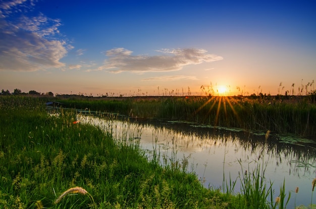 Ländlicher Sommersonnenaufgang