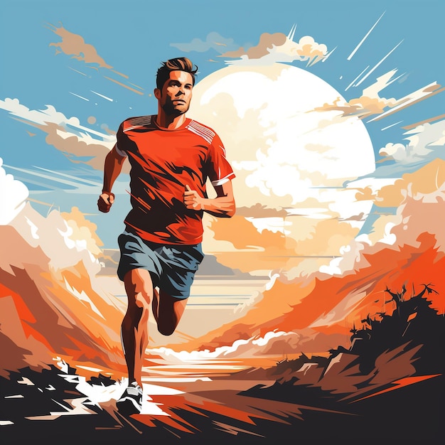 Läufer isoliert auf weißem Hintergrund Muskulöser, sportlicher Mann Aktionskonzept Generative KI