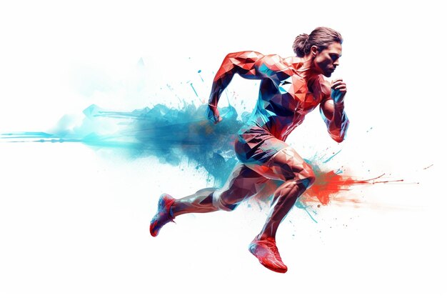 Läufer isoliert auf weißem Hintergrund Muskulöser sportlicher Mann Handlungskonzept Generativer Ai