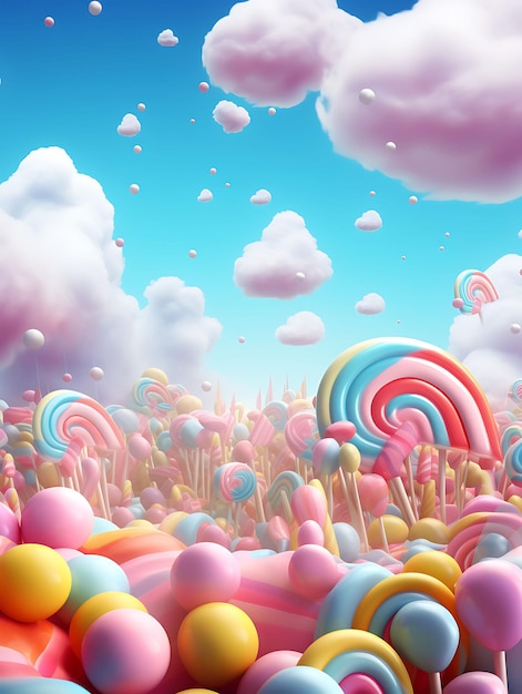 Laffy Taffy Moldura de Doces com Popping Candy Rainbow Backgro Moldura Decoração Beleza Arte Vista Superior