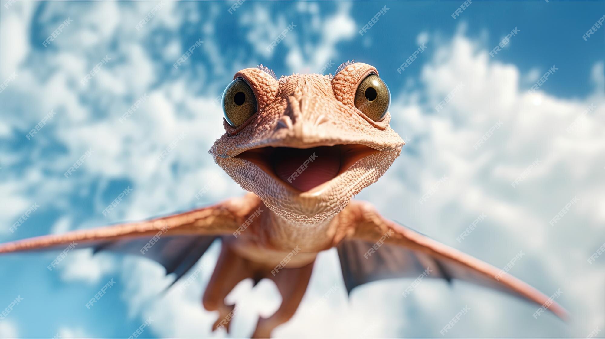 Lagarto feliz dos desenhos animados 3d