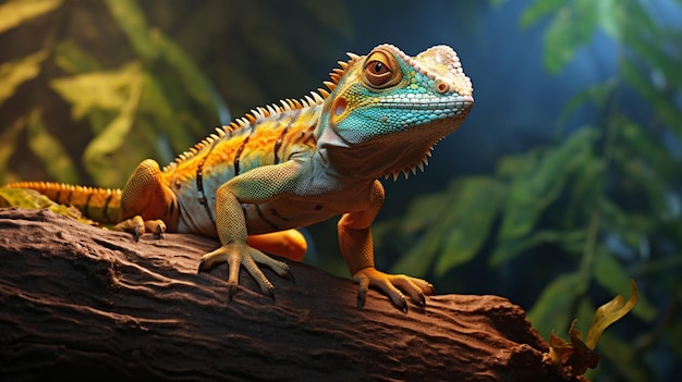 Lagarto en un bosque de fondo de alta calidad