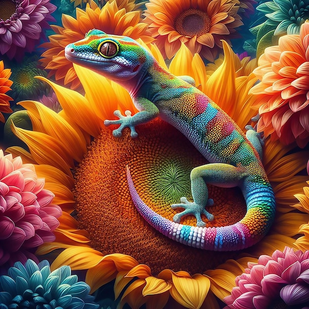 Foto un lagarto de colores