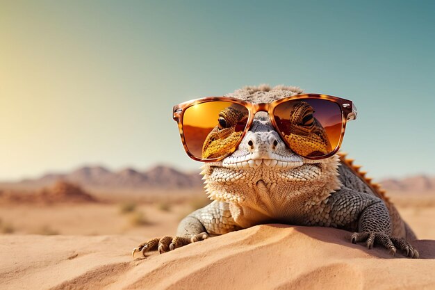 Lagarto del desierto con gafas de sol