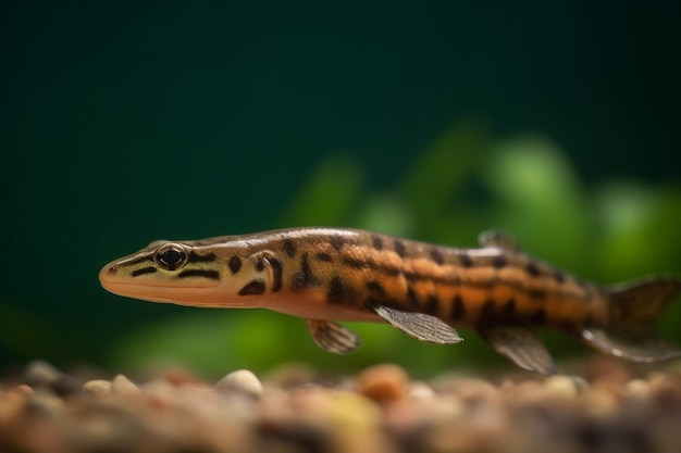 Un lagarto está en una pieza de madera con fondo verde.