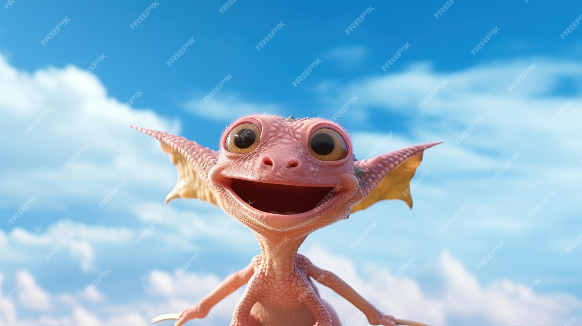 Lagarto feliz dos desenhos animados 3d