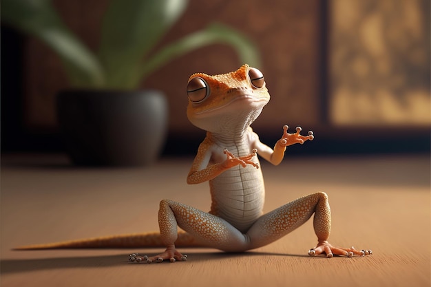 Lagarto haciendo poses divertidas de Kung Fu y Karate