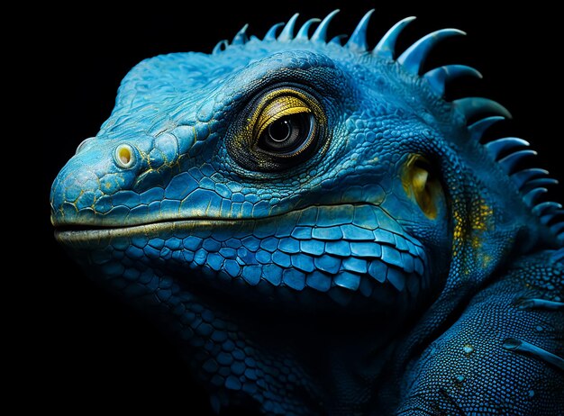 Foto lagarto iguana azul em pele azul