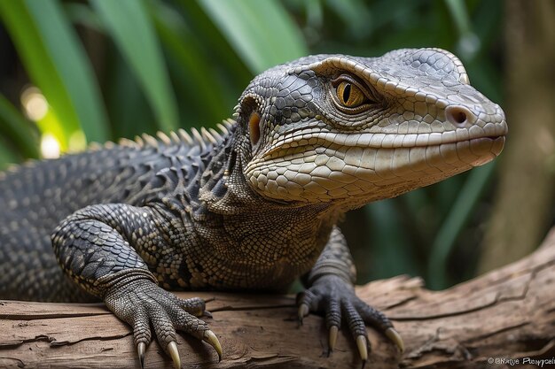 Foto un lagarto monitor de bengala varanus bengalensis es fotografiado mientras mira con curiosidad a la cámara desde el tronco del árbol